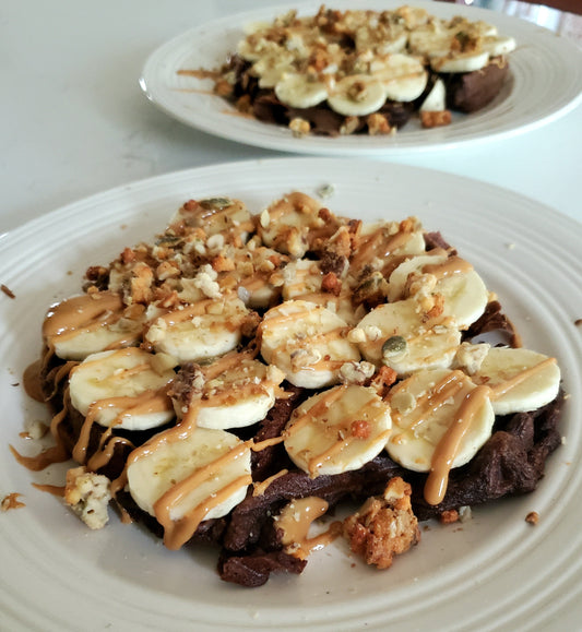 Chocolate Peanut butter Banana Waffles